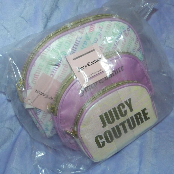 Juicy Couture Logo 3 Cosmetic Bags Iridescent Lilac Purple Pink🆕⌚FAST⚡📦🏃🏻🚚 - Picture 13 of 15